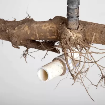 roots in a kitchen sink drain